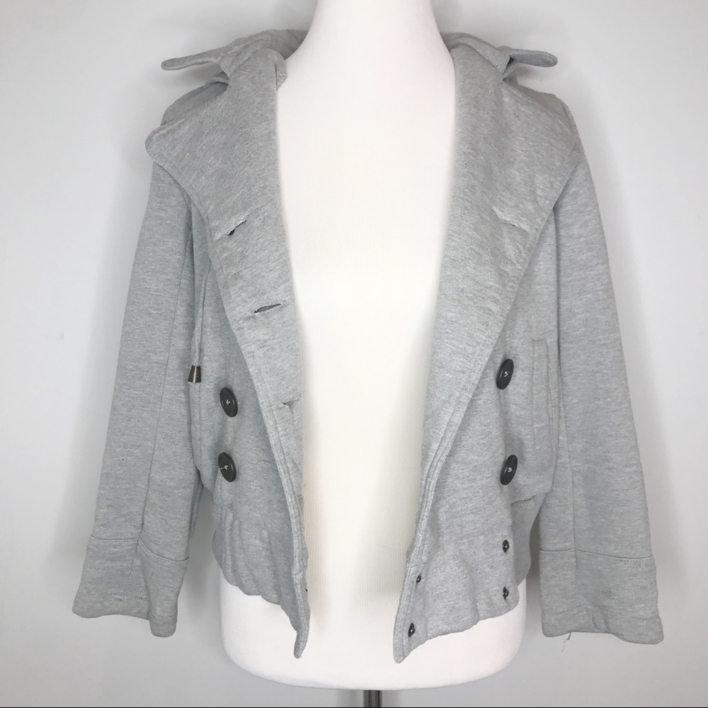 Mossimo Gray Hooded Knit Peacoat